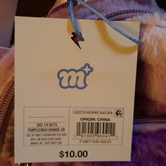 New Girls' Purple Faux Fur Mini Backpack - Picture 4 of 4